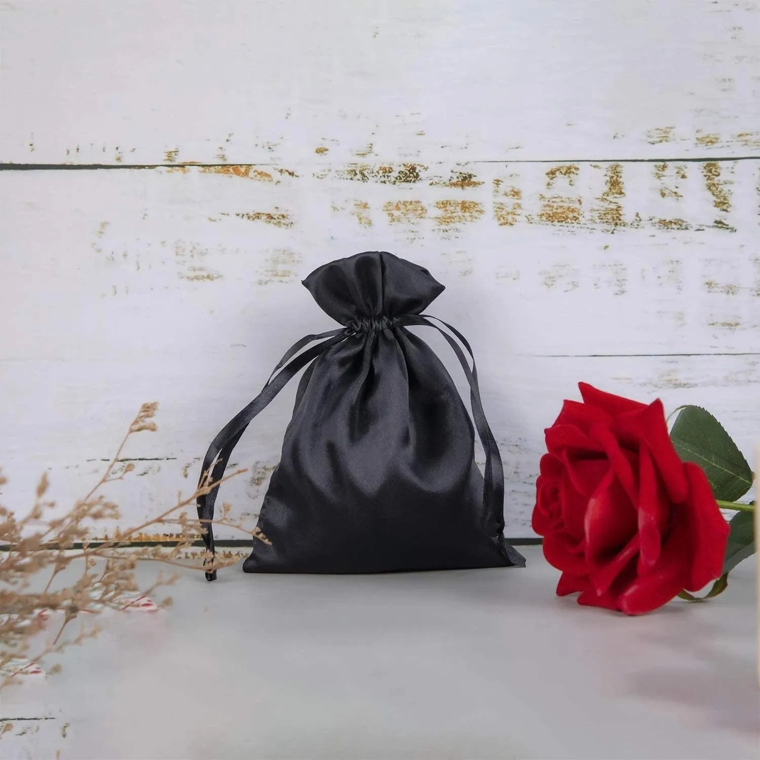 Set of 20 White/Black Satin Favor Bags, Custom Satin bags,Hair bundle bags,Hair Extension Bags,Jewelry Bags,Jewelry pouch,Cosmetic Bags