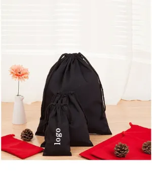 Set of 20/30/50/100 personalized logo print,custom black cotton dust bags,jewelry packaging bag,drawstring pouches,premium small cotton bag