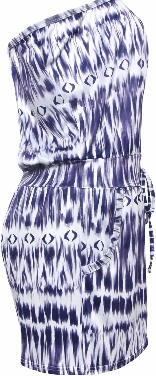Sexyshine Women's Strapless Off Shoulder Printed Beachwear Short Rompers Jumpsuits