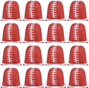 Shappy 16 Pack Football Drawstring Bags for Party Favors 12 x 10 Inch Treat Candy Goodie Gifts Bags Team Supplies Sport Birthday Party Favors