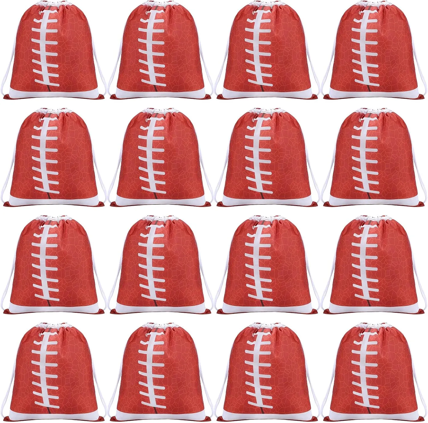 Shappy 16 Pack Football Drawstring Bags for Party Favors 12 x 10 Inch Treat Candy Goodie Gifts Bags Team Supplies Sport Birthday Party Favors