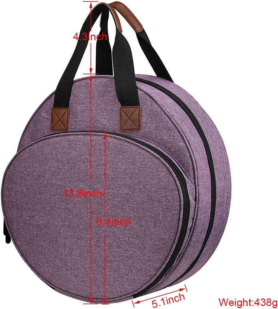 Shinyzone Cross Stitch Storage Bag Purple,Embroidery Projects Bag,Sewing Crafts Storage Tote Bag,Knitting Bags with Zipper Pockets Organiser for Embroidery Hoops,Charts and Threads