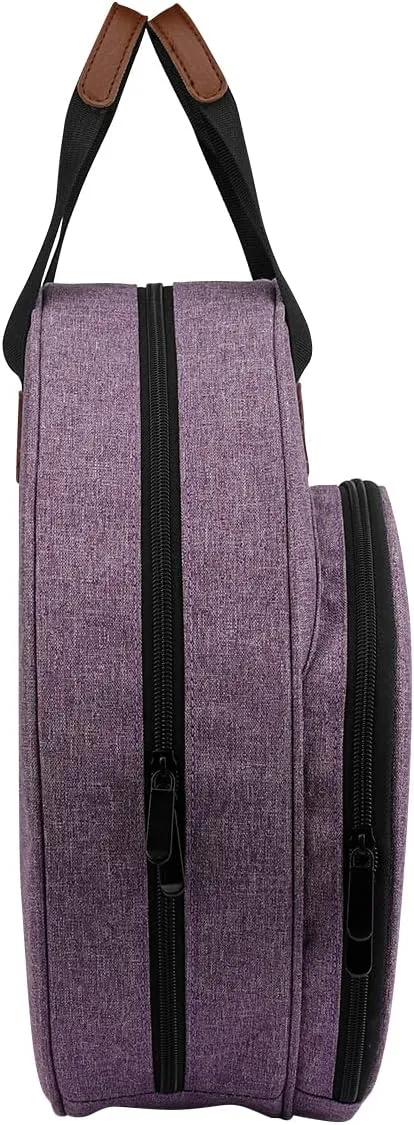 Shinyzone Cross Stitch Storage Bag Purple,Embroidery Projects Bag,Sewing Crafts Storage Tote Bag,Knitting Bags with Zipper Pockets Organiser for Embroidery Hoops,Charts and Threads