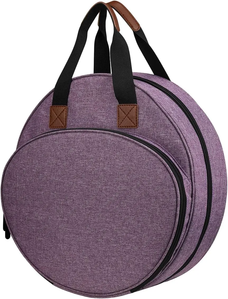 Shinyzone Cross Stitch Storage Bag Purple,Embroidery Projects Bag,Sewing Crafts Storage Tote Bag,Knitting Bags with Zipper Pockets Organiser for Embroidery Hoops,Charts and Threads