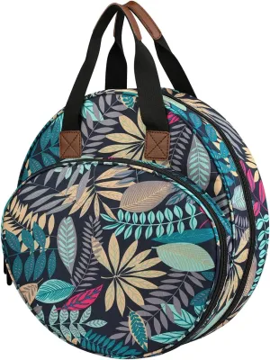 Shinyzone Cross Stitch Storage Bag with Leaf Print, Embroidery Projects Organiser, Sewing Crafts Storage Tote with Zipper Pockets for Embroidery Hoops, Charts and Threads