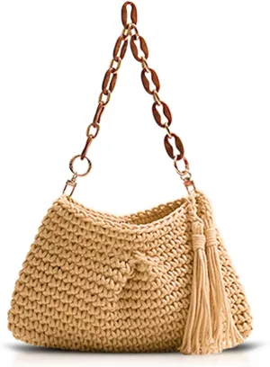 Shoulder Bag for Women, Hand-Woven Armpit Bag, Comfortable and Soft Handbag, Tote Bag Suitable for Vacation Travel Daily(Khaki)