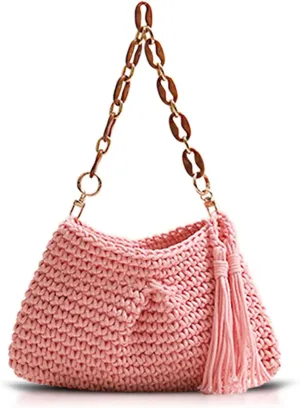 Shoulder Bag for Women, Hand-Woven Armpit Bag, Comfortable and Soft Handbag, Tote Bag Suitable for Vacation Travel Daily(Pink)