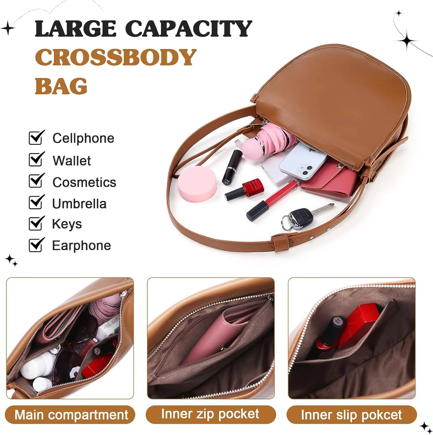 Shoulder Bag for Women,Leather Crescent Crossbody Bags Hobo Handbag Designer Purse with Adjustable Strap