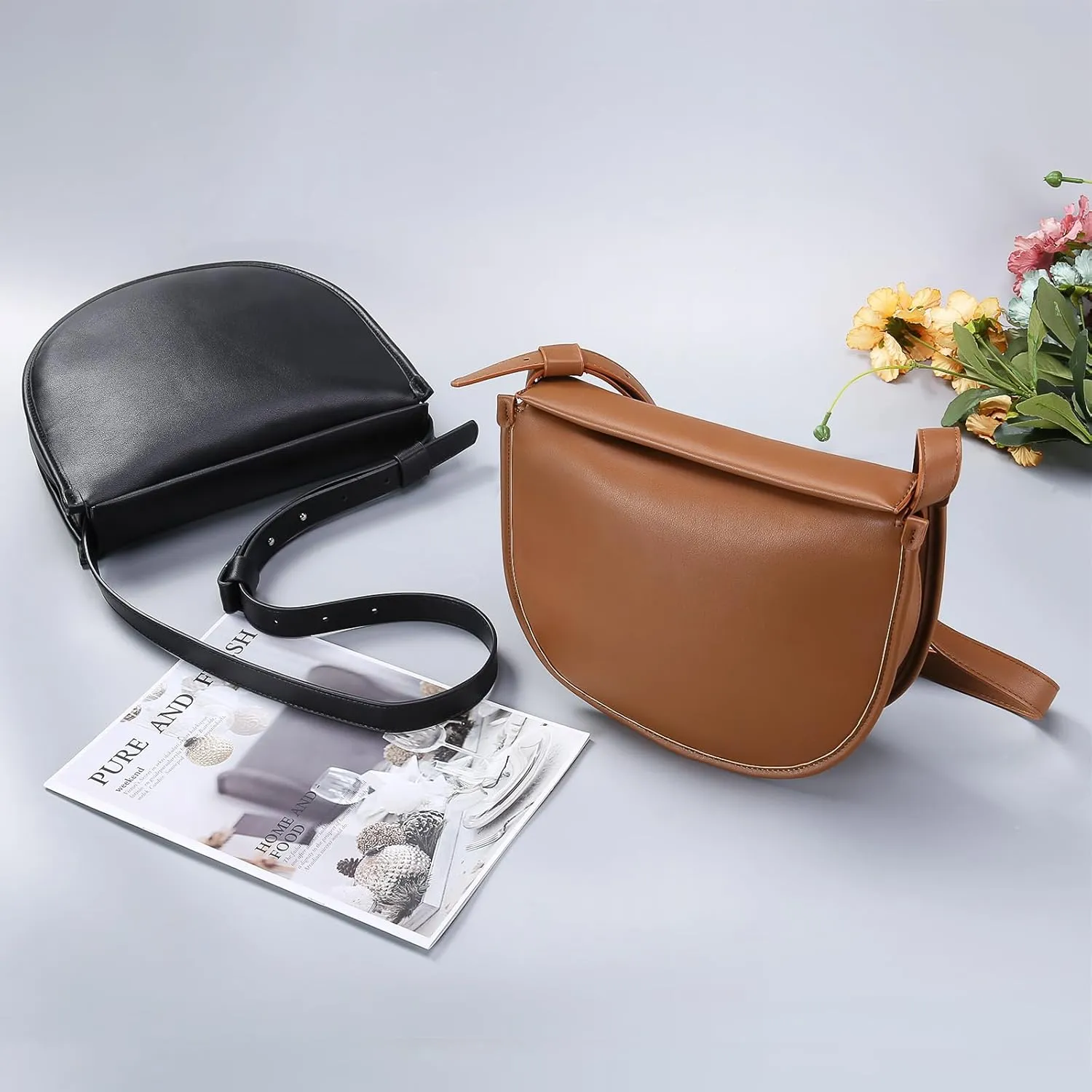 Shoulder Bag for Women,Leather Crescent Crossbody Bags Hobo Handbag Designer Purse with Adjustable Strap