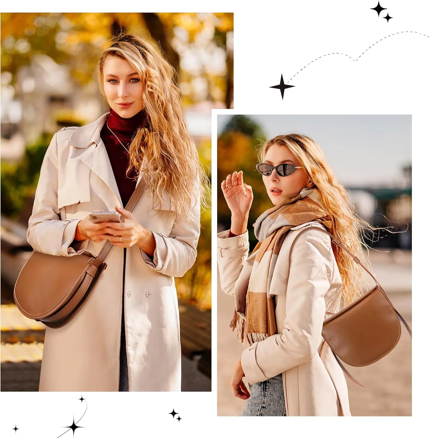 Shoulder Bag for Women,Leather Crescent Crossbody Bags Hobo Handbag Designer Purse with Adjustable Strap