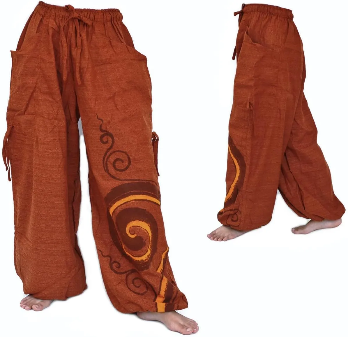 Siamrose Baggy Harem Pants Men Women, Wide Leg Yoga Lounge Trousers, Adjustable Length, 2 Pockets, One Size