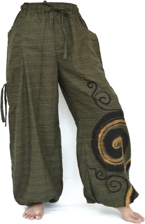 Siamrose Baggy Harem Pants Men Women, Wide Leg Yoga Lounge Trousers, Adjustable Length, 2 Pockets, One Size