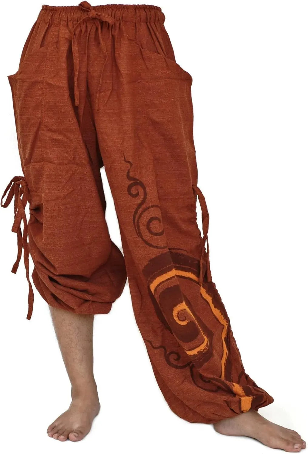Siamrose Baggy Harem Pants Men Women, Wide Leg Yoga Lounge Trousers, Adjustable Length, 2 Pockets, One Size