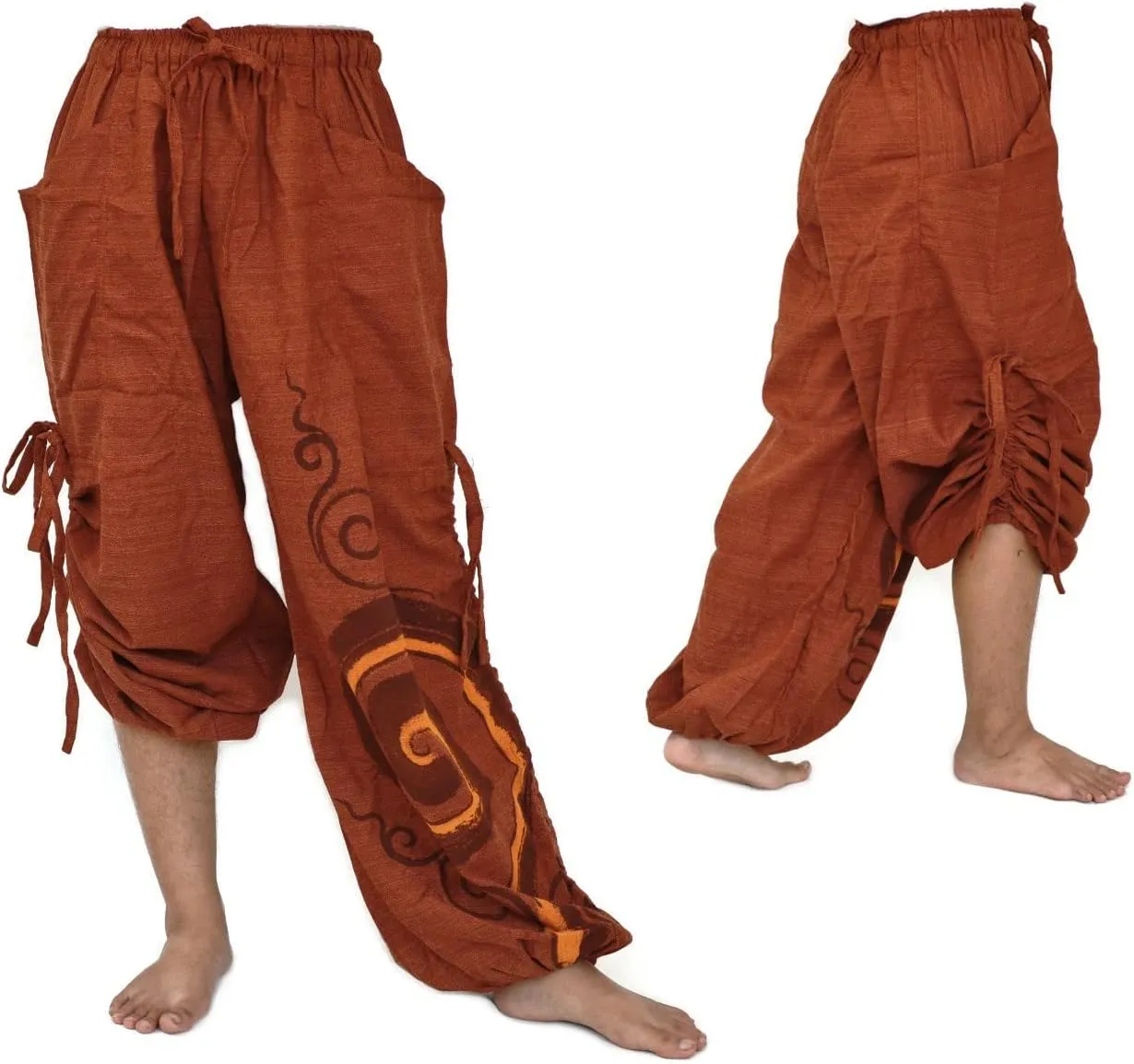 Siamrose Baggy Harem Pants Men Women, Wide Leg Yoga Lounge Trousers, Adjustable Length, 2 Pockets, One Size