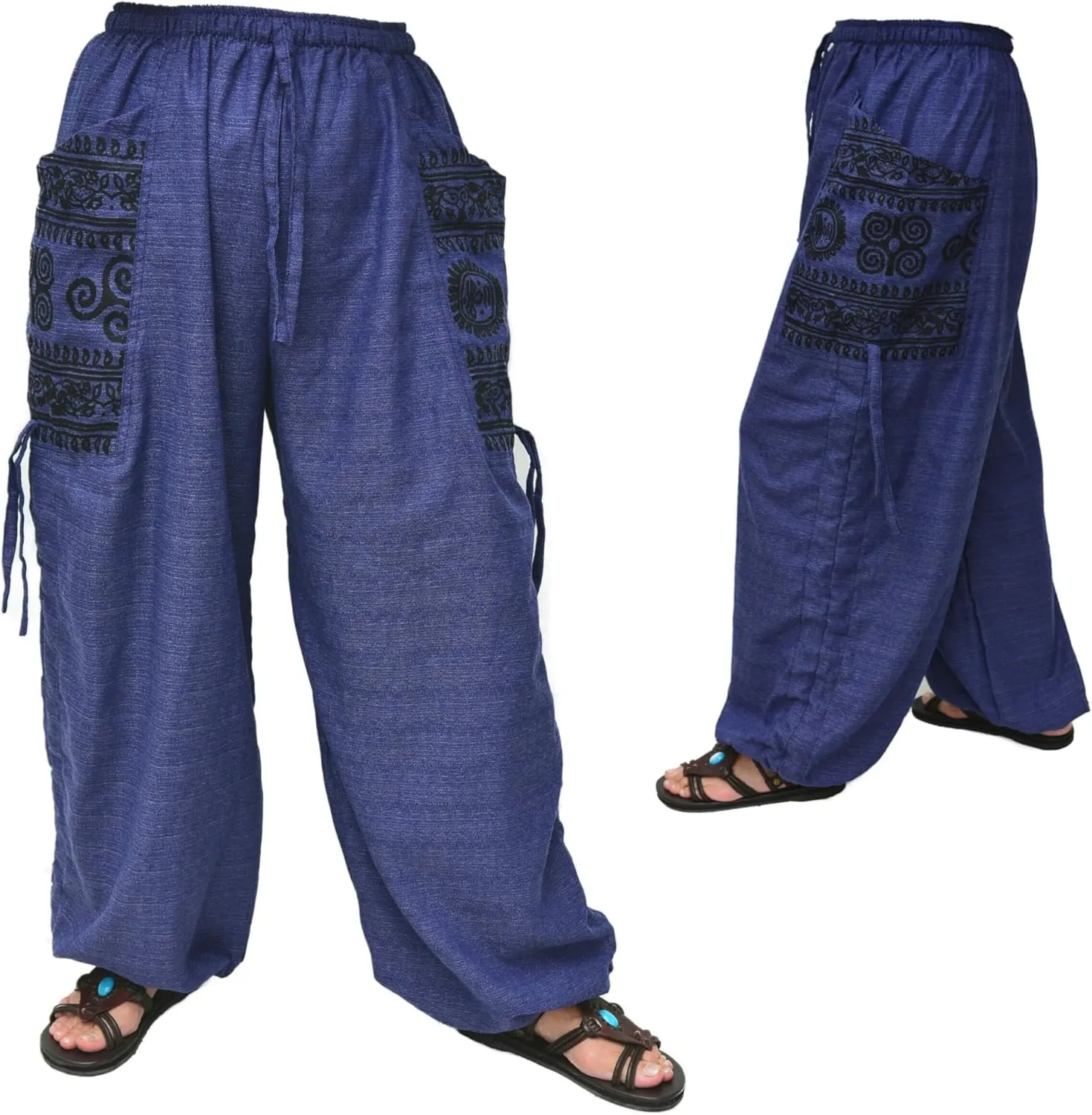 Siamrose Casual Baggy Yoga Lounge Harem Pants Women Men with Adjustable Length 2 Big Pockets