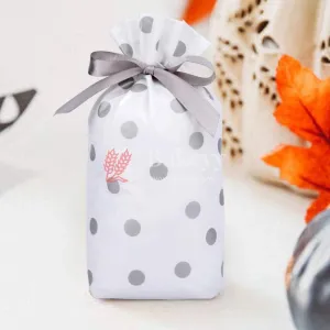 Silver Dots Plastic Stand Up Treat Favor Bags Gift Wrapper Bags for Candy Cookie Chocolate | Pack of 50