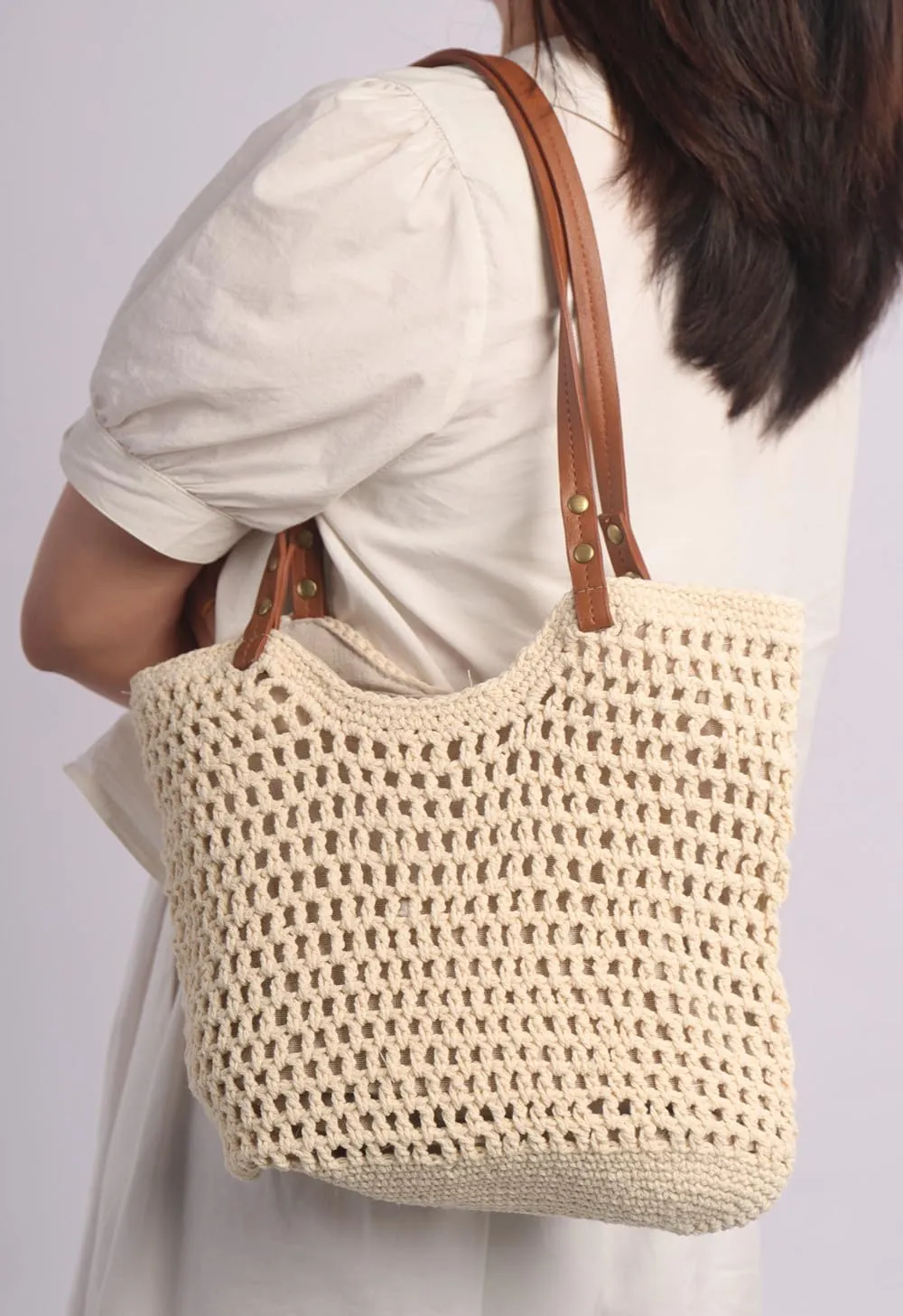 Sither Crochet Bags for Women Summer Beach Mesh Tote Bag Handbags Knit Hollow Hobo Bag for Gift