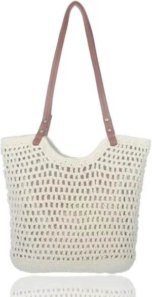 Sither Crochet Bags for Women Summer Beach Mesh Tote Bag Handbags Knit Hollow Hobo Bag for Gift