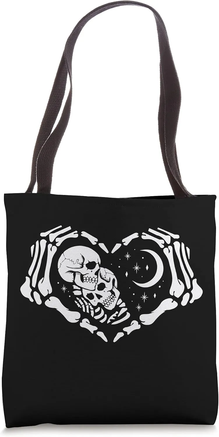 Skeletons In Love In Heart Shape Skeleton Hands Tote Bag