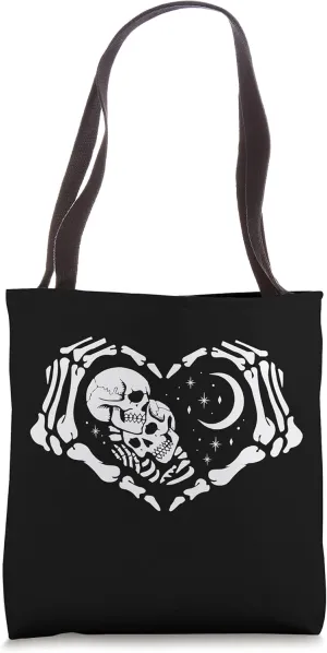 Skeletons In Love In Heart Shape Skeleton Hands Tote Bag