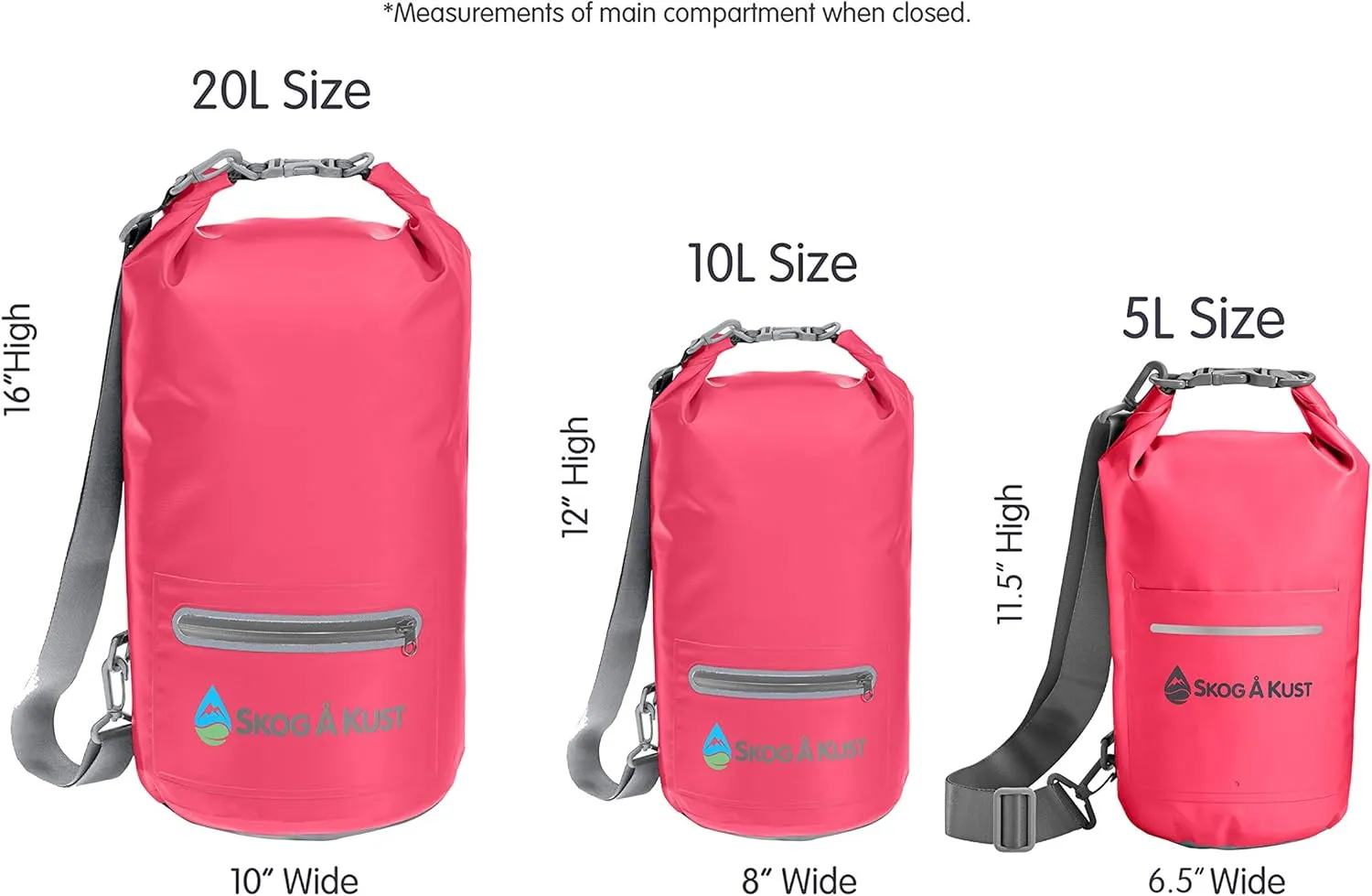 Skog Å Kust DrySak - Roll Top Waterproof Bag for Travel & Outdoors - 5, 10 & 20 Liter sizes