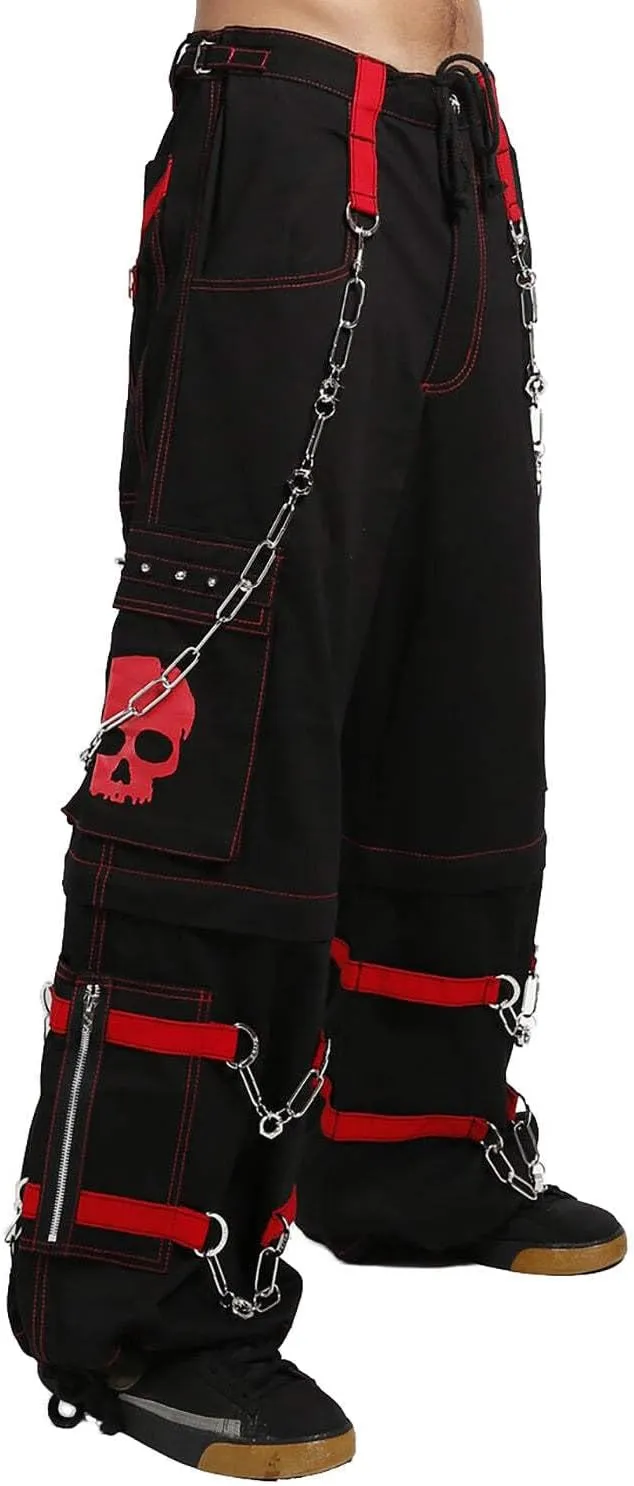 Skull Bondage Pants [Black/RED] Baggy Wide Leg Gothic Emo Punk Raver Pants