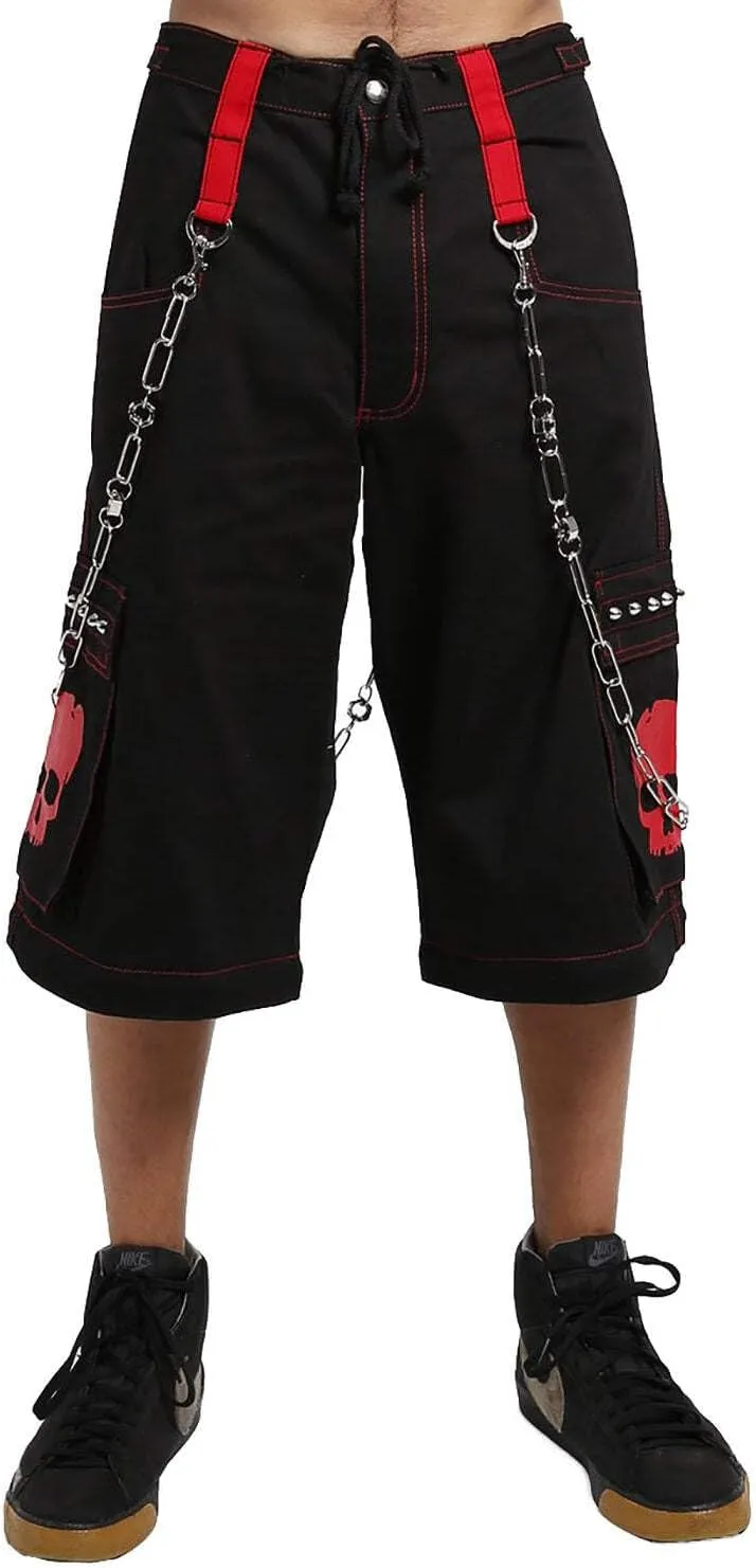 Skull Bondage Pants [Black/RED] Baggy Wide Leg Gothic Emo Punk Raver Pants