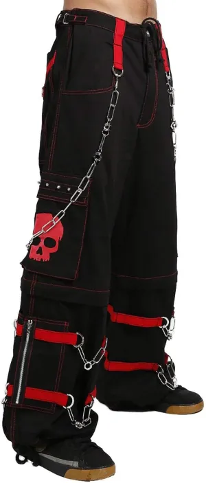 Skull Bondage Pants [Black/RED] Baggy Wide Leg Gothic Emo Punk Raver Pants