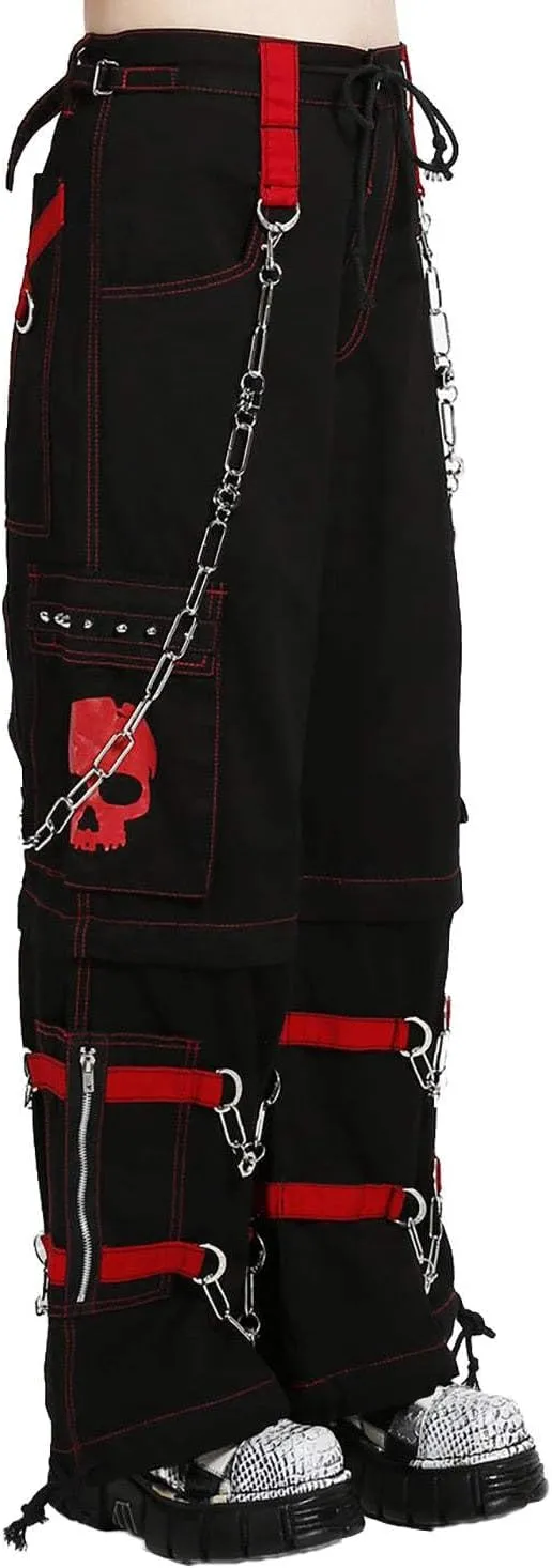 Skull Bondage Pants [Black/RED] Baggy Wide Leg Gothic Emo Punk Raver Pants