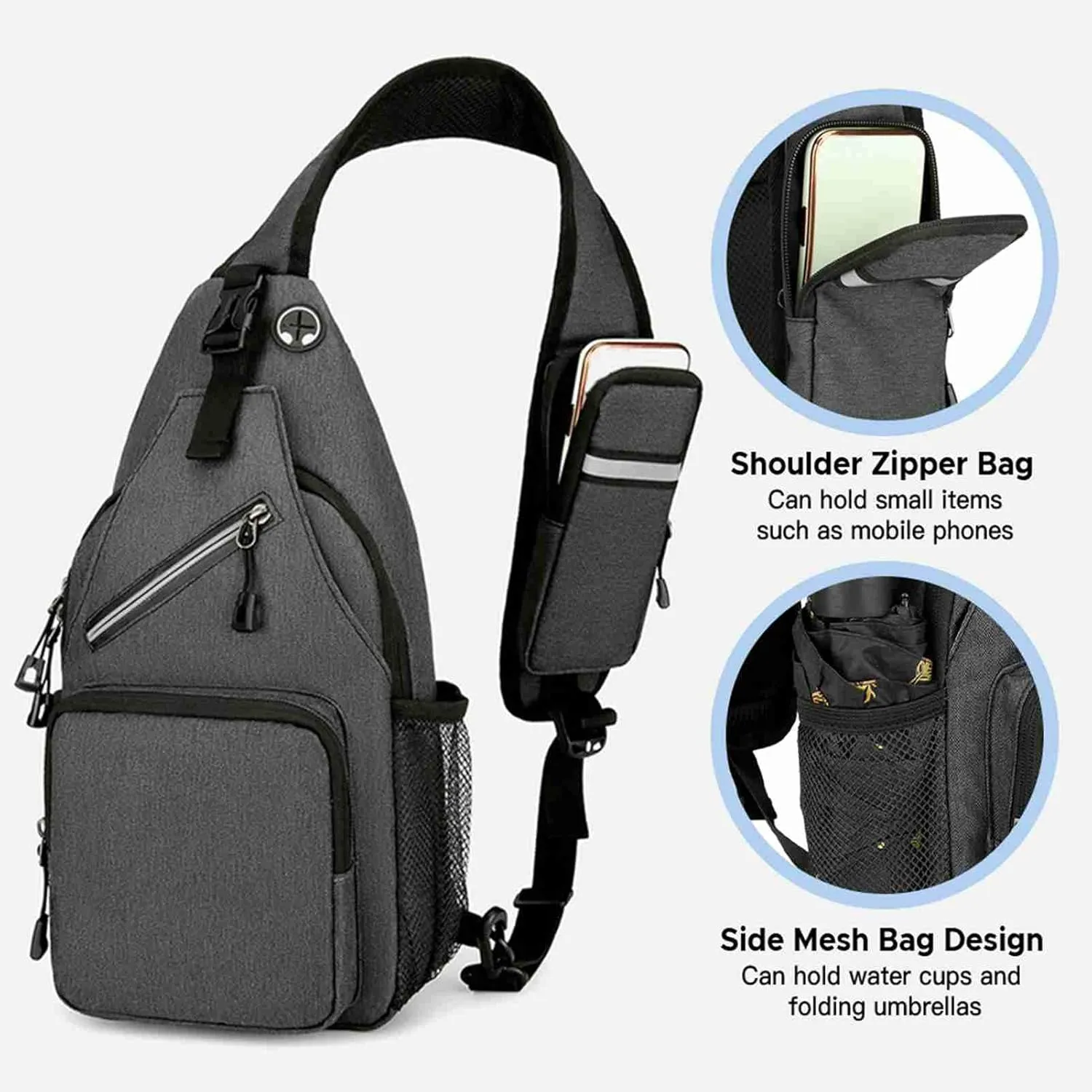Sling Backpack Crossbody Sling Bag,Cross Body Bag for Outdoors Hiking Traveling (Darkgray)
