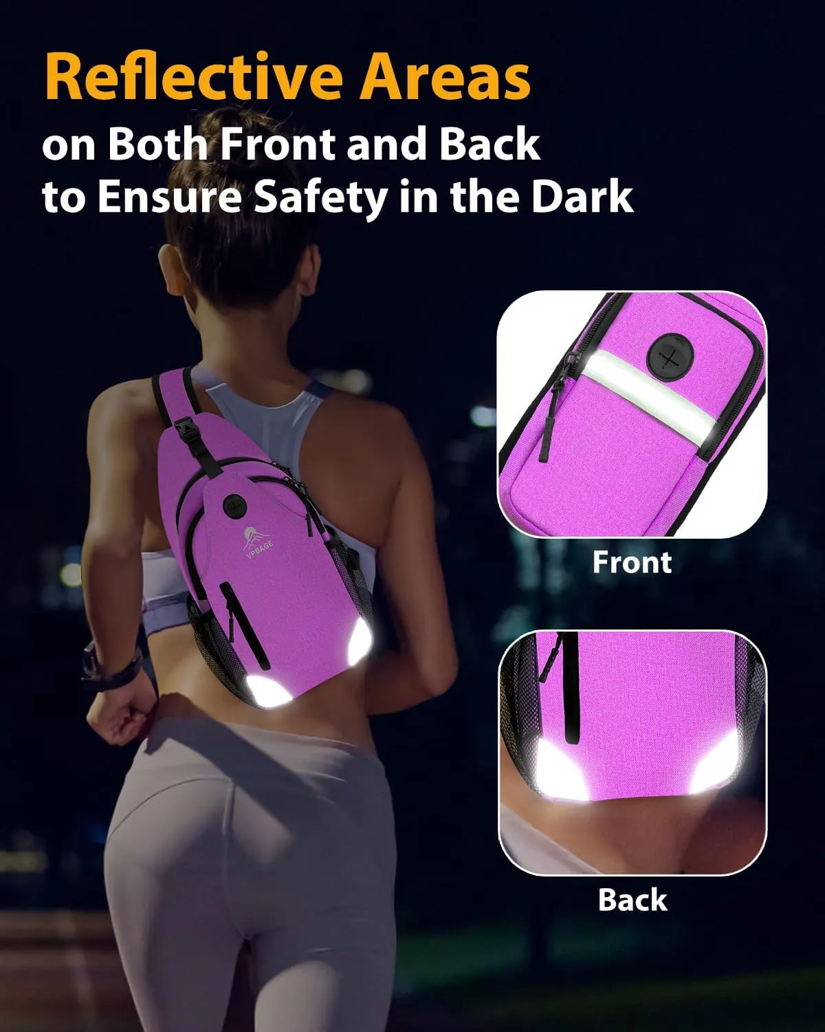 Sling Bag for Men Women, Crossbody Hiking Daypack/Chest Bag/Shoulder Bag, Small Backpack Travel, with Chest Phone Holder
