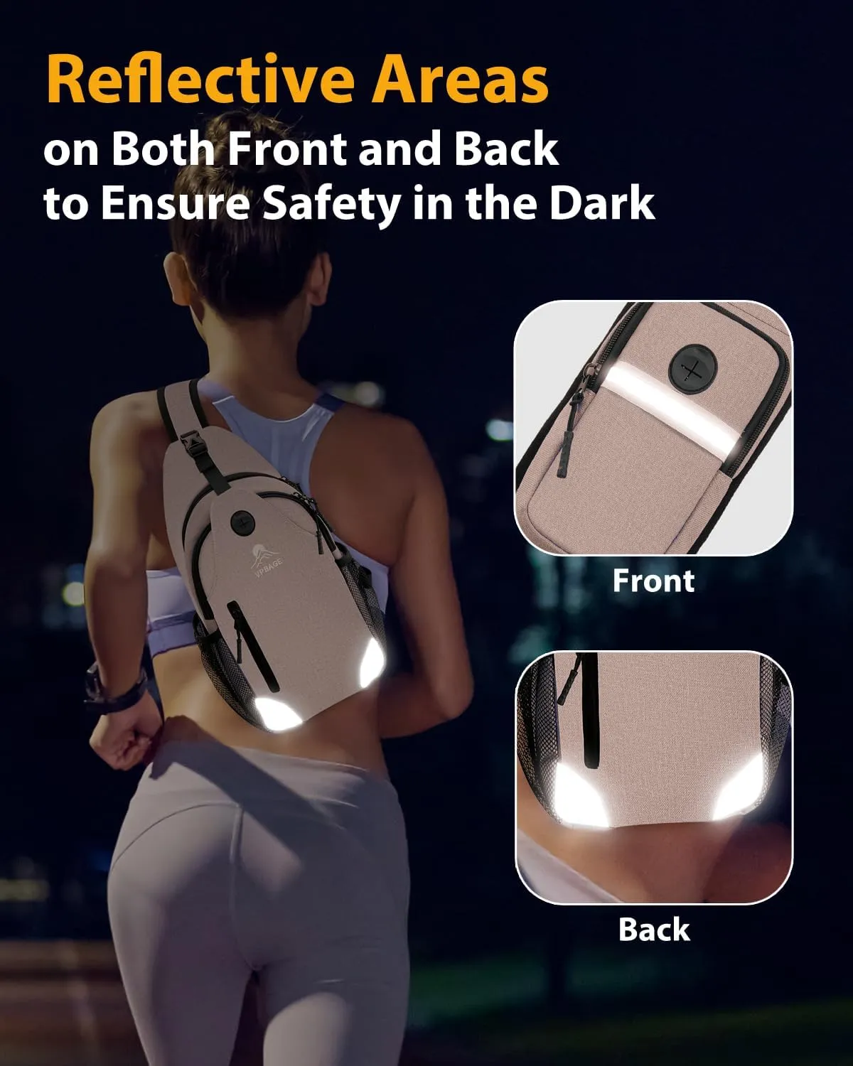 Sling Bag for Men Women, Crossbody Hiking Daypack/Chest Bag/Shoulder Bag, Small Backpack Travel, with Chest Phone Holder