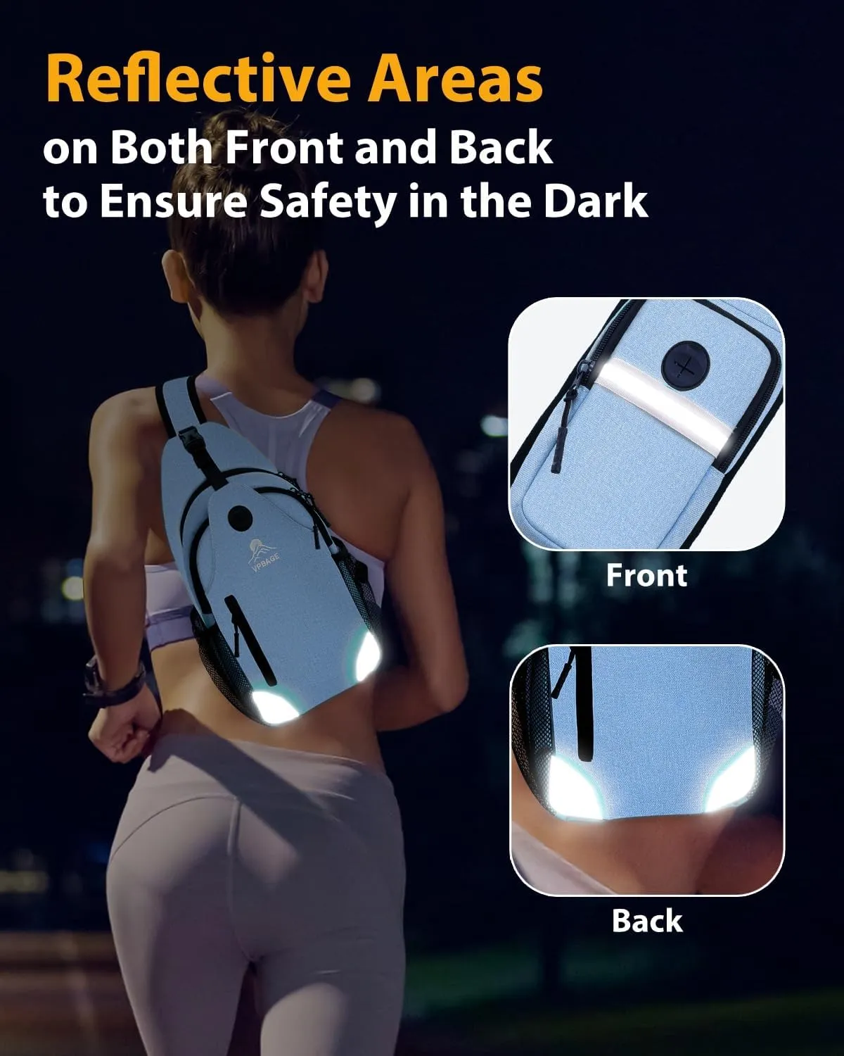 Sling Bag for Men Women, Crossbody Hiking Daypack/Chest Bag/Shoulder Bag, Small Backpack Travel, with Chest Phone Holder
