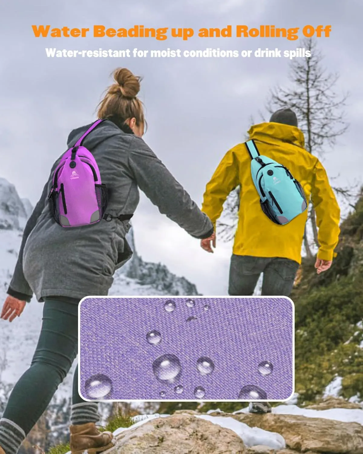 Sling Bag for Men Women, Crossbody Hiking Daypack/Chest Bag/Shoulder Bag, Small Backpack Travel, with Chest Phone Holder