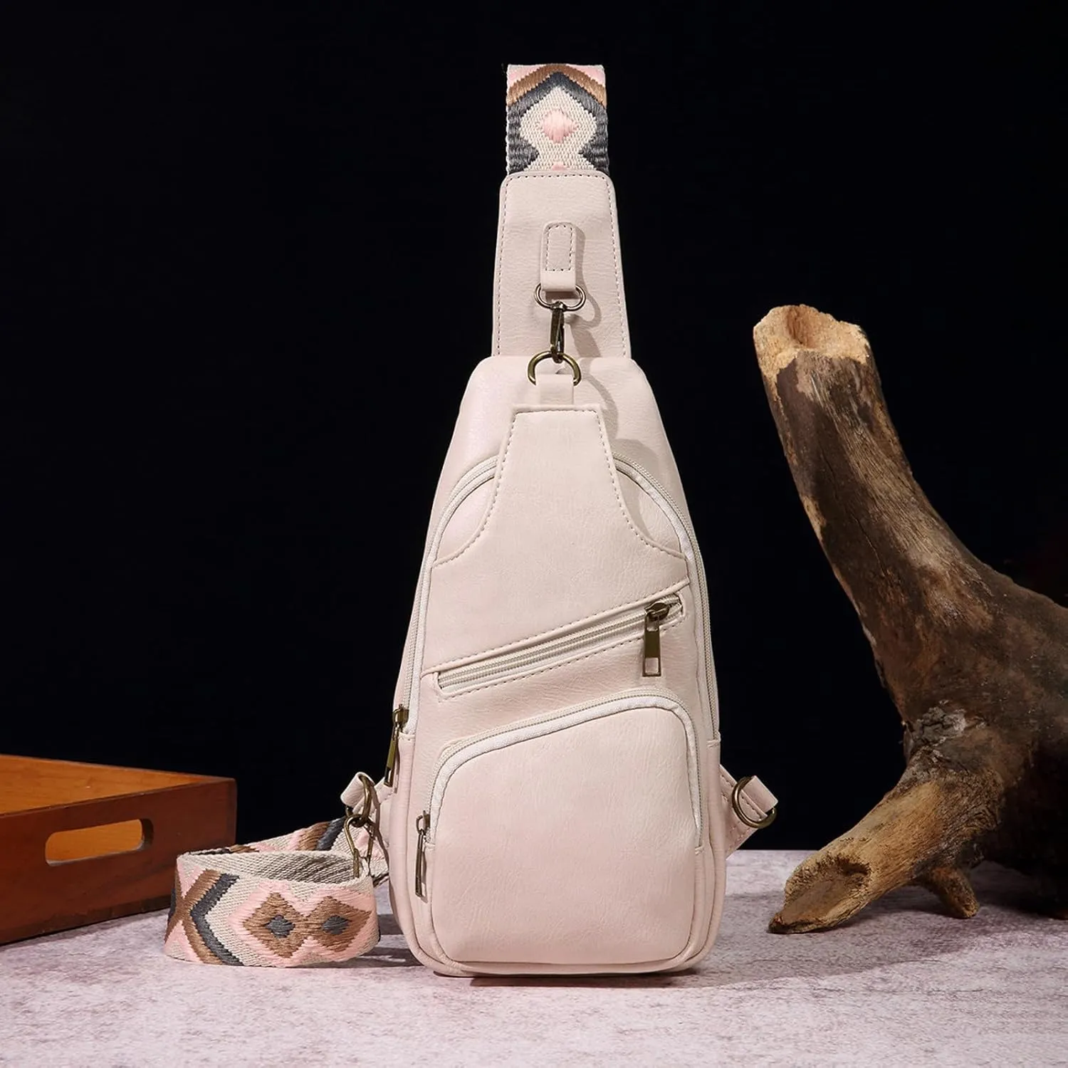 Sling Bag for Men Women Multi Pocket Crossbody Purses Soft Leather Shoulder Handbags Mens Everyday Bag