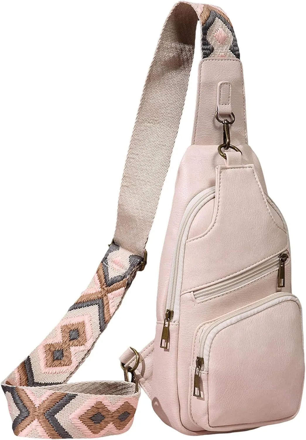 Sling Bag for Men Women Multi Pocket Crossbody Purses Soft Leather Shoulder Handbags Mens Everyday Bag