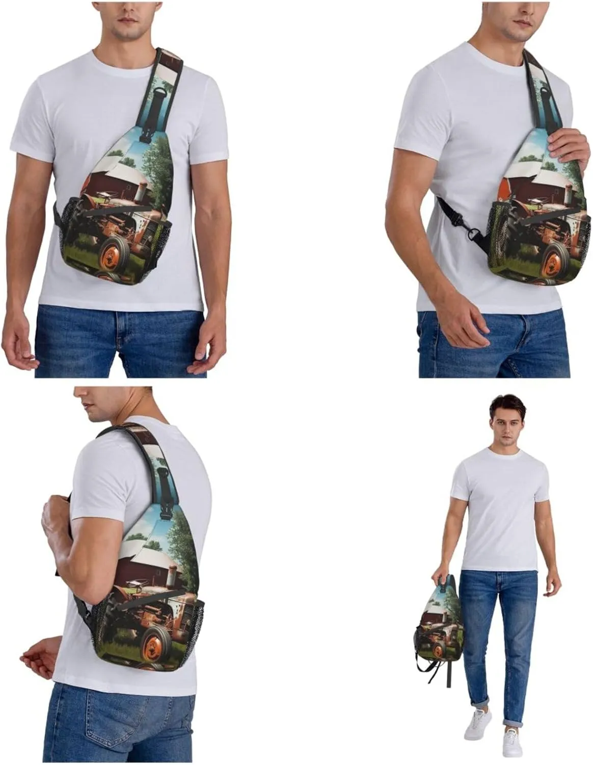 Sling Bag for Women Men Crossbody Bag Small Sling Backpack Company Farm Tractor Chest Bag Hiking Daypack