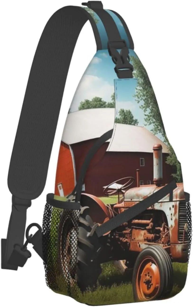 Sling Bag for Women Men Crossbody Bag Small Sling Backpack Company Farm Tractor Chest Bag Hiking Daypack