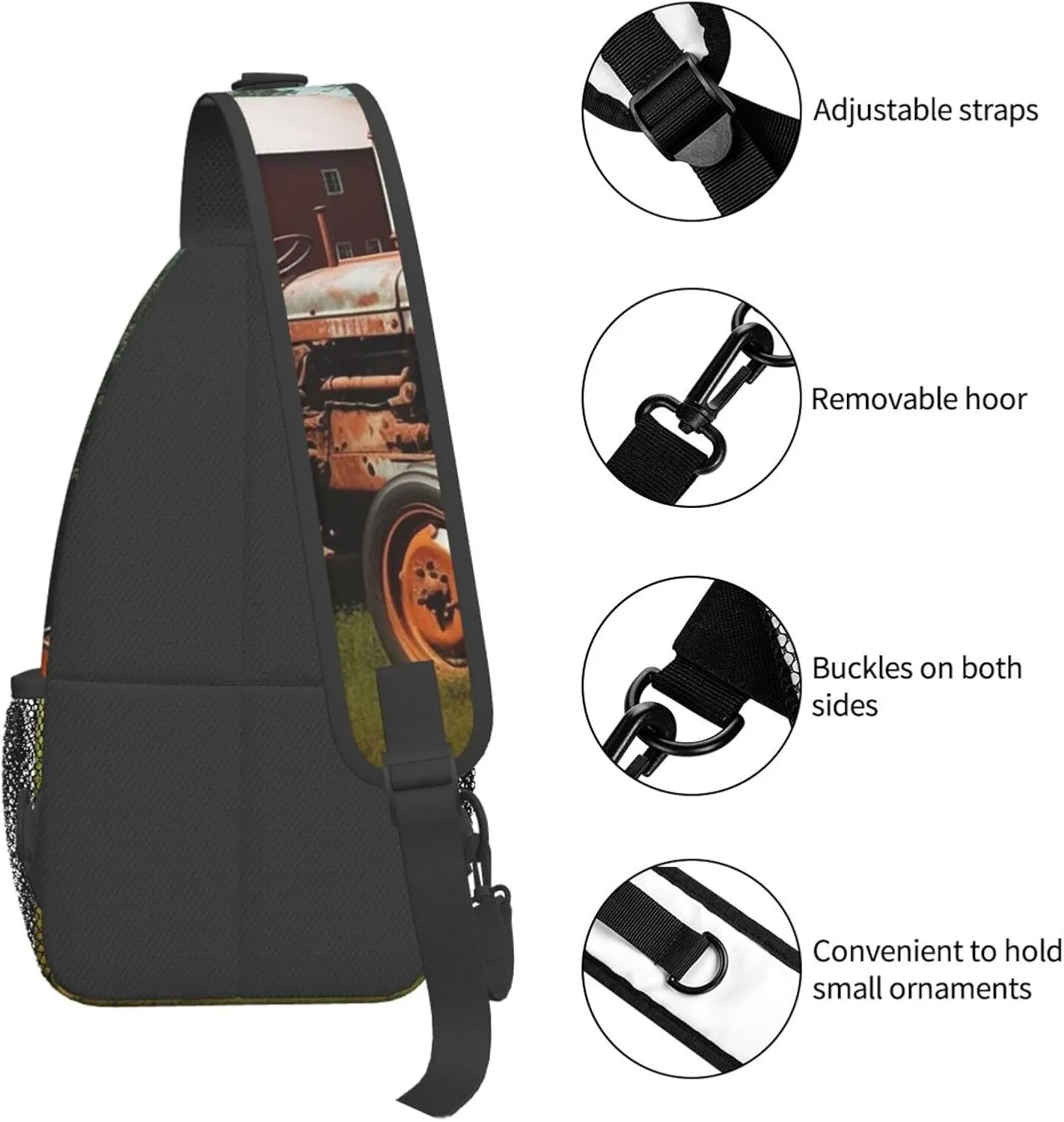 Sling Bag for Women Men Crossbody Bag Small Sling Backpack Company Farm Tractor Chest Bag Hiking Daypack
