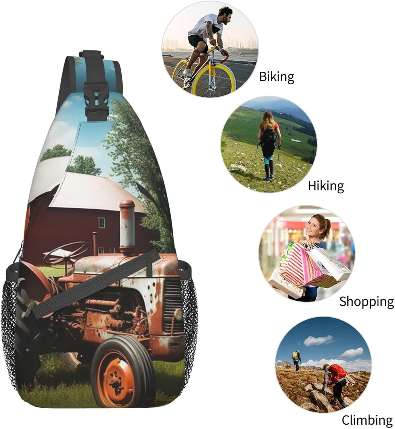 Sling Bag for Women Men Crossbody Bag Small Sling Backpack Company Farm Tractor Chest Bag Hiking Daypack