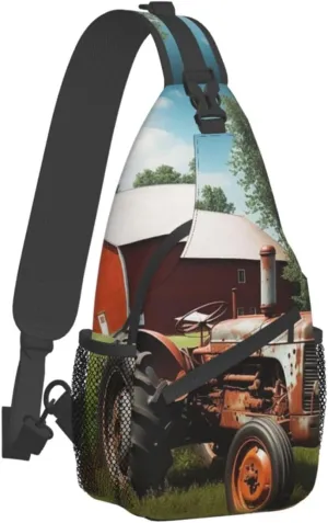 Sling Bag for Women Men Crossbody Bag Small Sling Backpack Company Farm Tractor Chest Bag Hiking Daypack