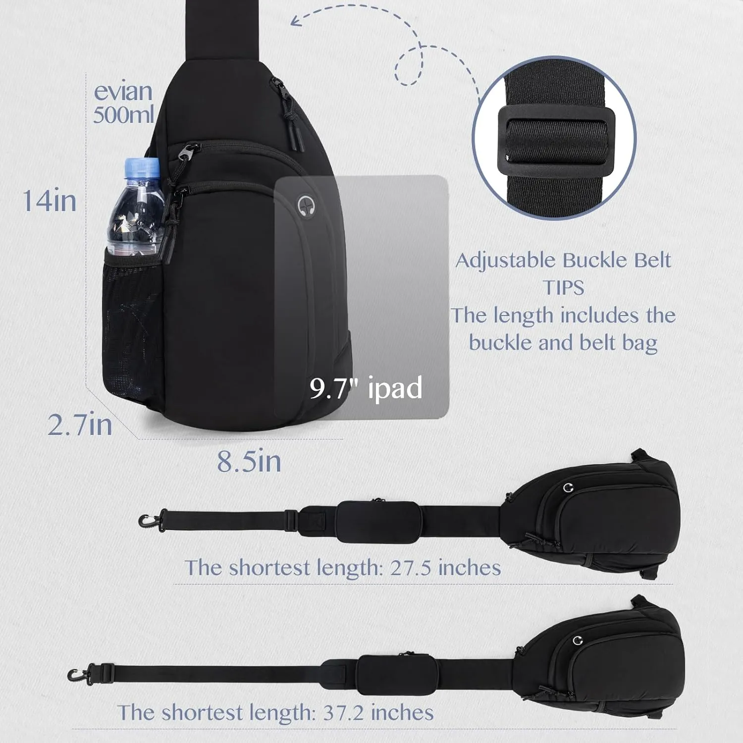 Sling Bag Nylon Crossbody Purse Adjustable Strap Shoulder Anti Theft Crossbody Bags for Women Travel