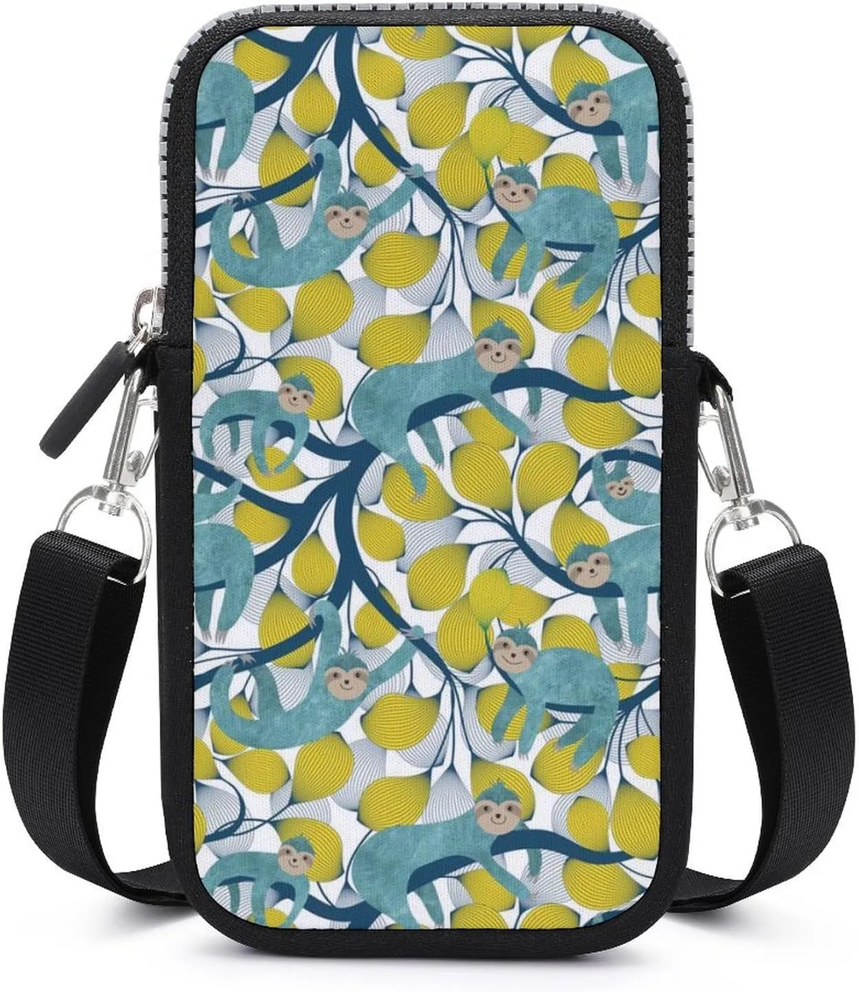 Sloths in Action Small Cell Phone Purse Crossbody Waterproof Mini Bag Wallet with Adjustable Strap