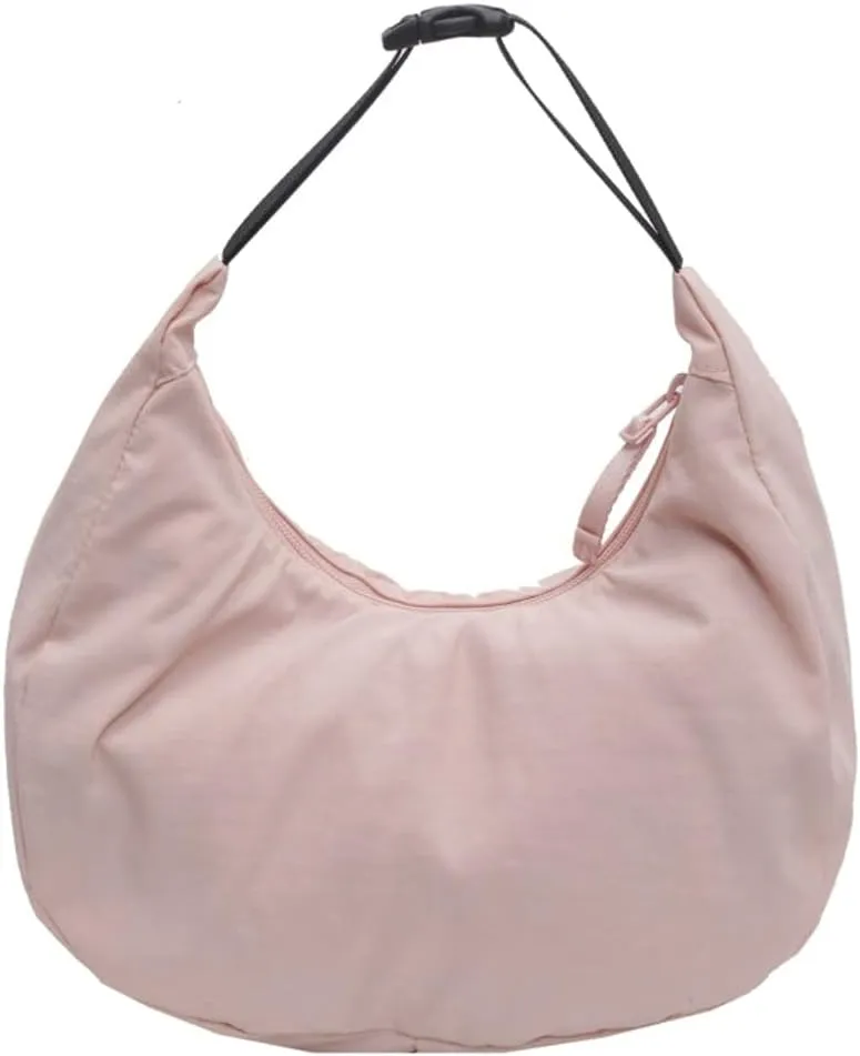 Small Crescent Handbag for Women Cute Nylon Crossbody Bag Half Moon Y2K Underarm Shoulder Bag with Adjustable Strap