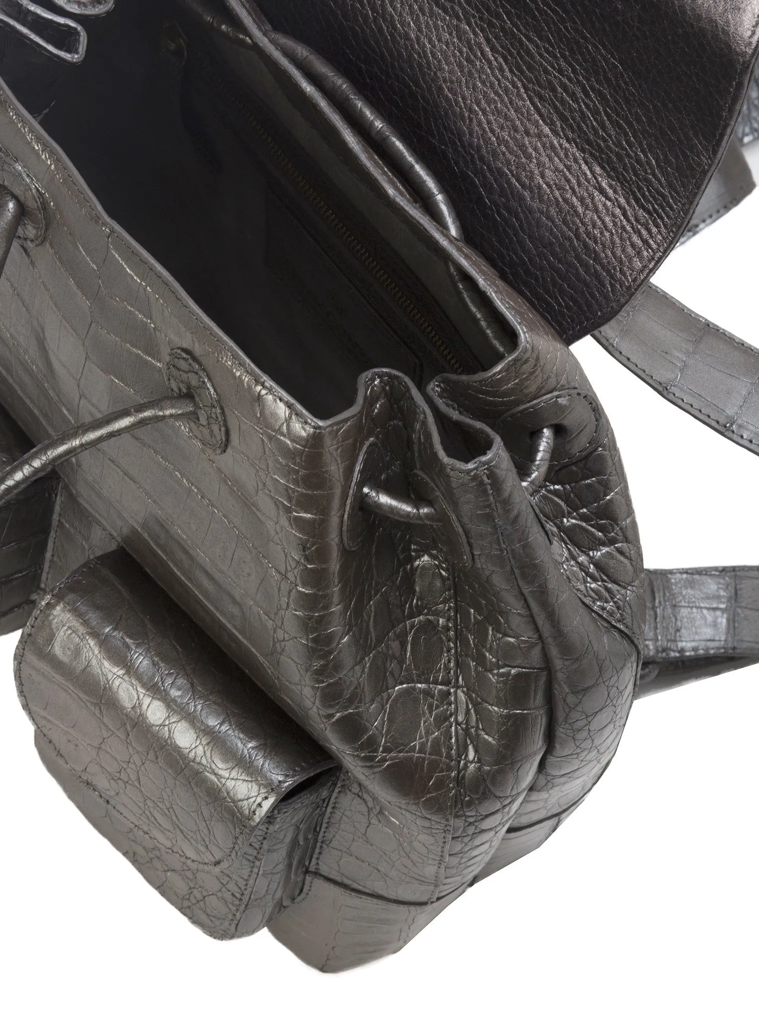 Small Crocodile Backpack - Metallic Gray