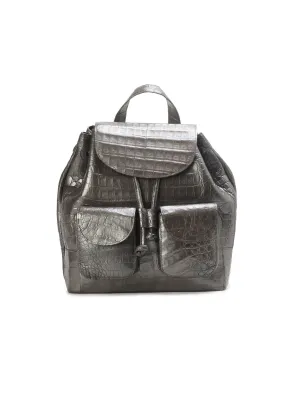 Small Crocodile Backpack - Metallic Gray