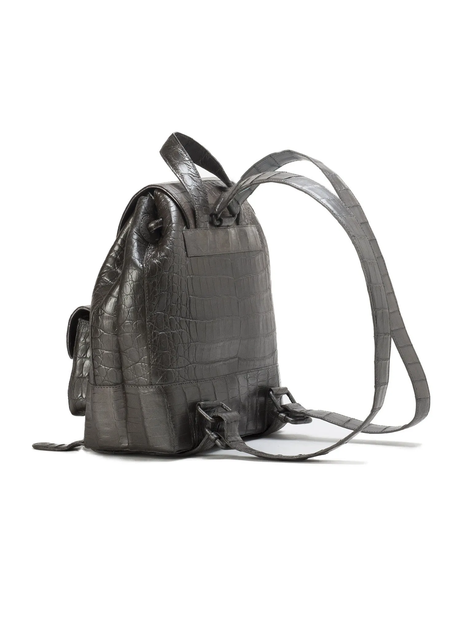 Small Crocodile Backpack - Metallic Gray