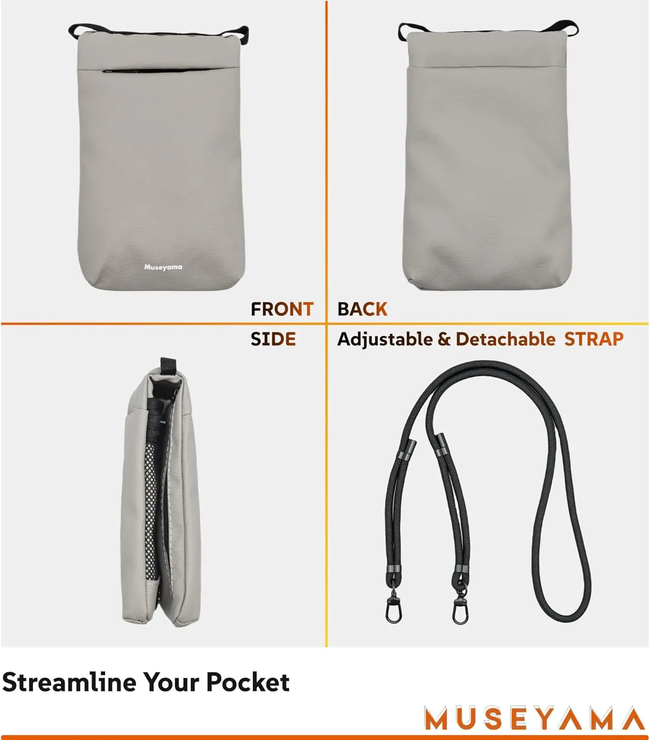 Small Crossbody Bag – Lightweight Foldable Water-Resistant Phone Purse with Adjustable/Detachable Strap
