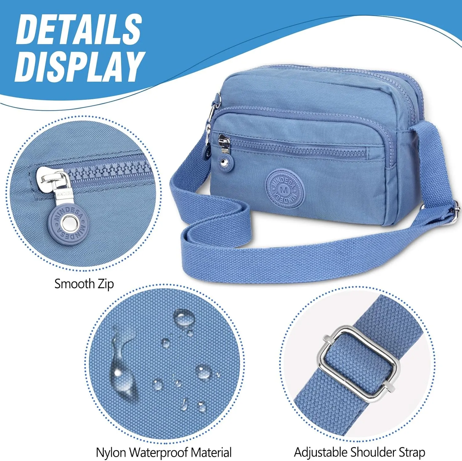 Small Crossbody Bags for Women Nylon Waterproof Lightweight Crossbody Purse Casual Fashion Shoulder Bag Handbags