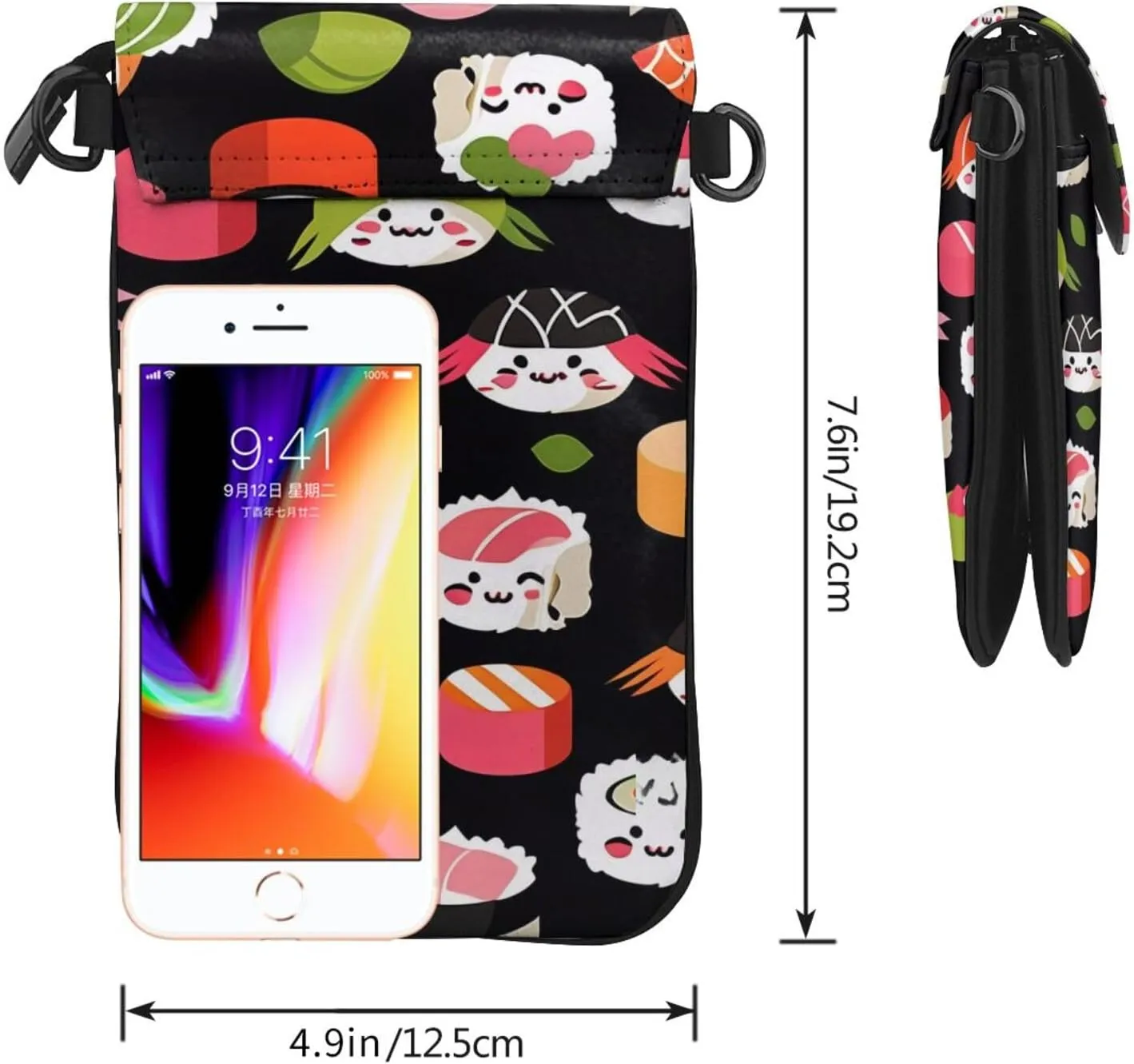 Small Crossbody Bags for Women,Leather Shoulder Bag for Cell Phone Purse with Strap and Violet-Gold Butterflies Printed